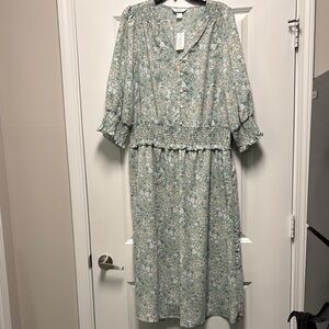 CJ Banks Floral Green Maxi Dress